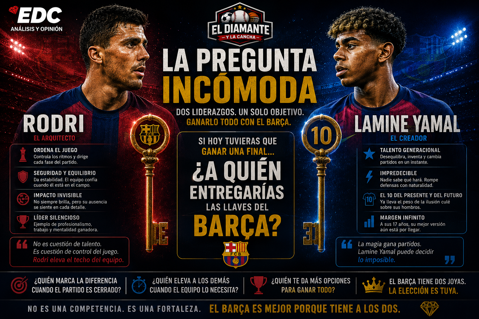 La pregunta incómoda: quién es hoy el mejor futbolista del Barcelona, Rodri o Lamine Yamal
